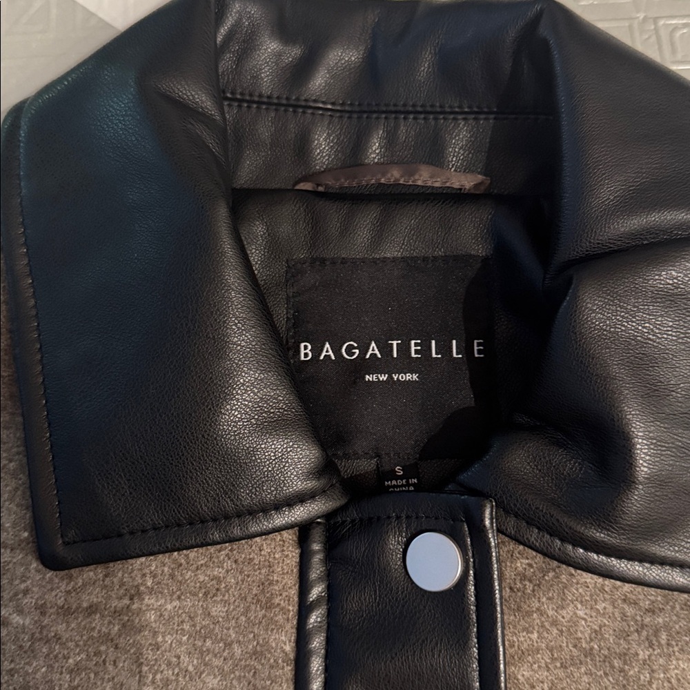 Bagatelle NY Wool Blend Jacket w Faux Leather Trim | Snap Front | Size S - Picture 3 of 8